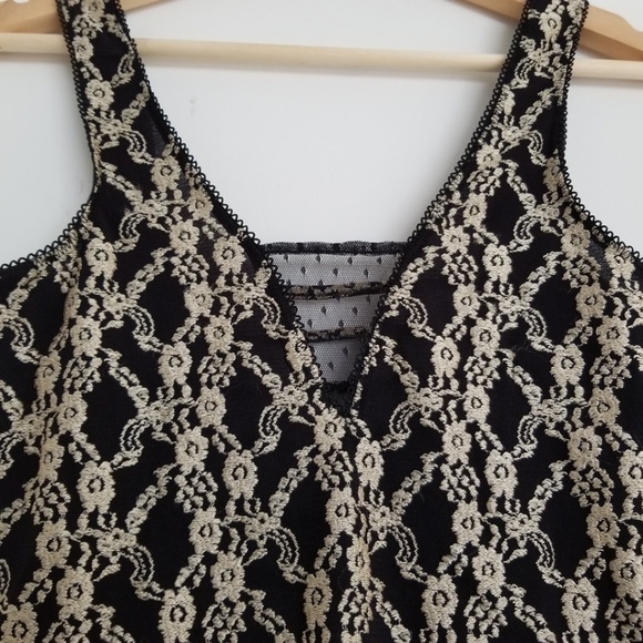 New Intimately Free People Black and Gold Strapless Embroidered Mini Dress XS - Picture 3 of 7